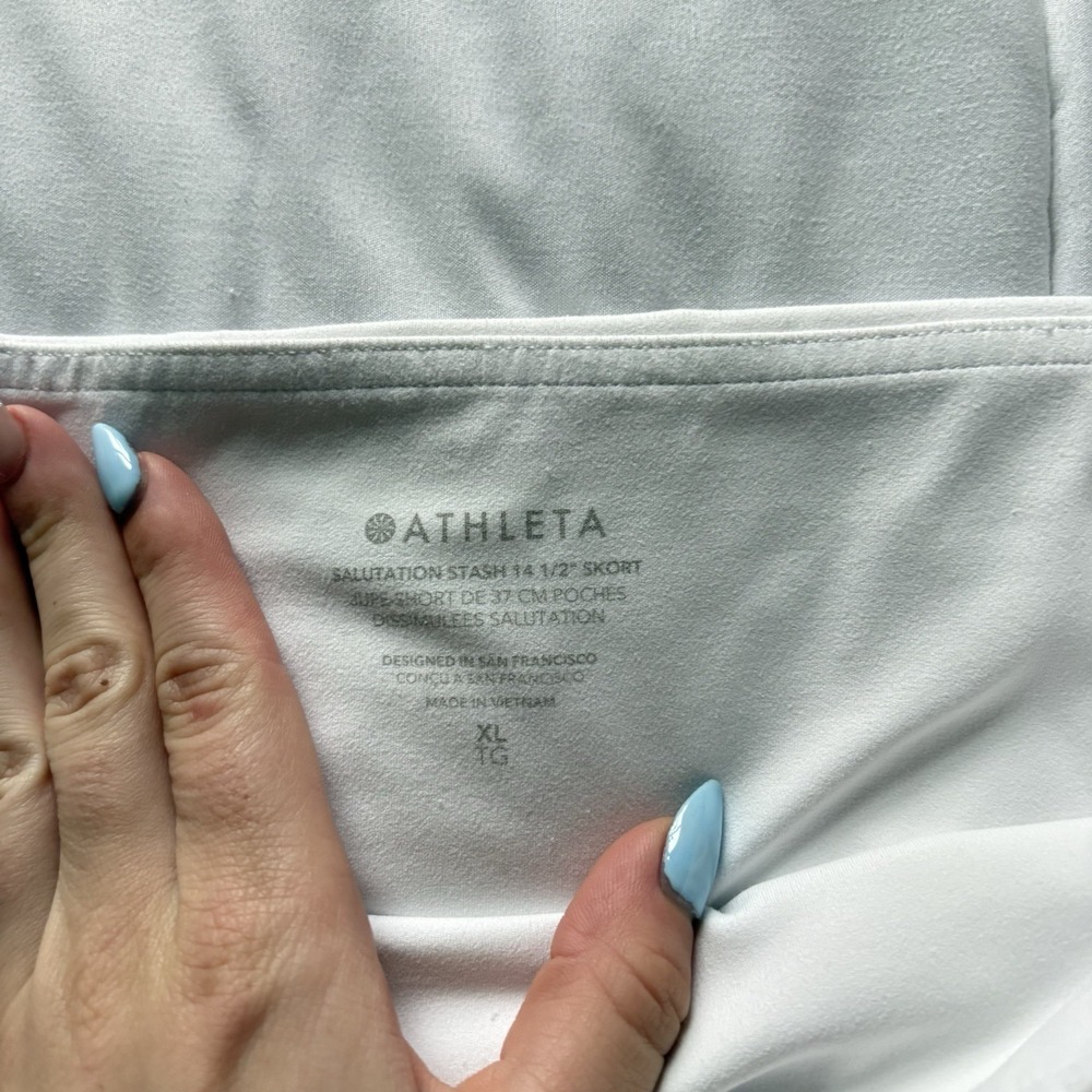 Athleta Skirt Skort Salutation Stash 14 1/2" White Womens Size XL Tennis Golf - Picture 4 of 6